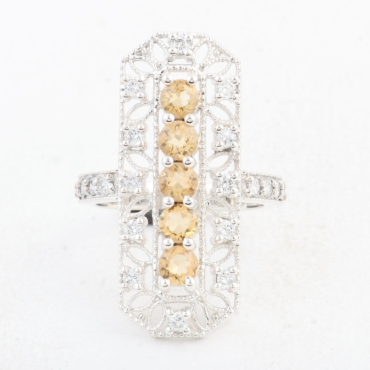 2.42 Ct Round Citrine 925 Sterling Silver Ring