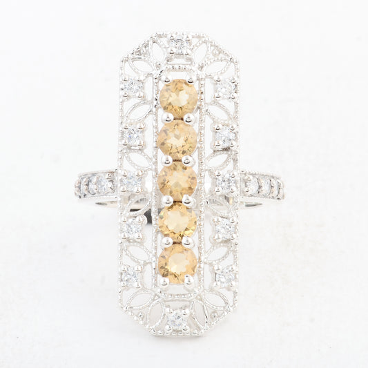 2.42 Ct Round Citrine 925 Sterling Silver Ring
