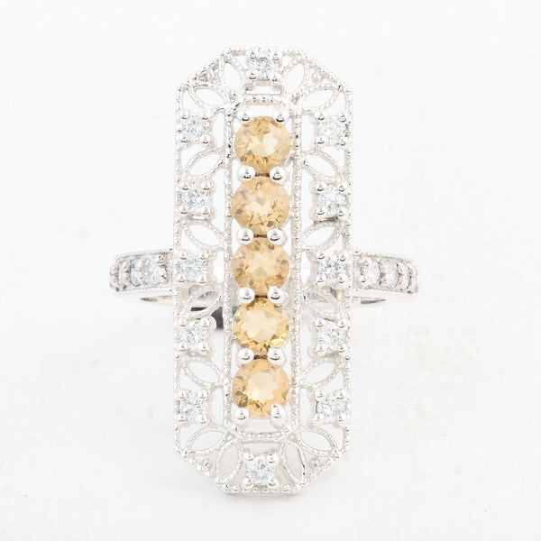 2.42 Ct Round Citrine 925 Sterling Silver Ring