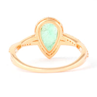 1.05 Ct Pear Mixed Cut Natural Emerald 14K Gold Ring