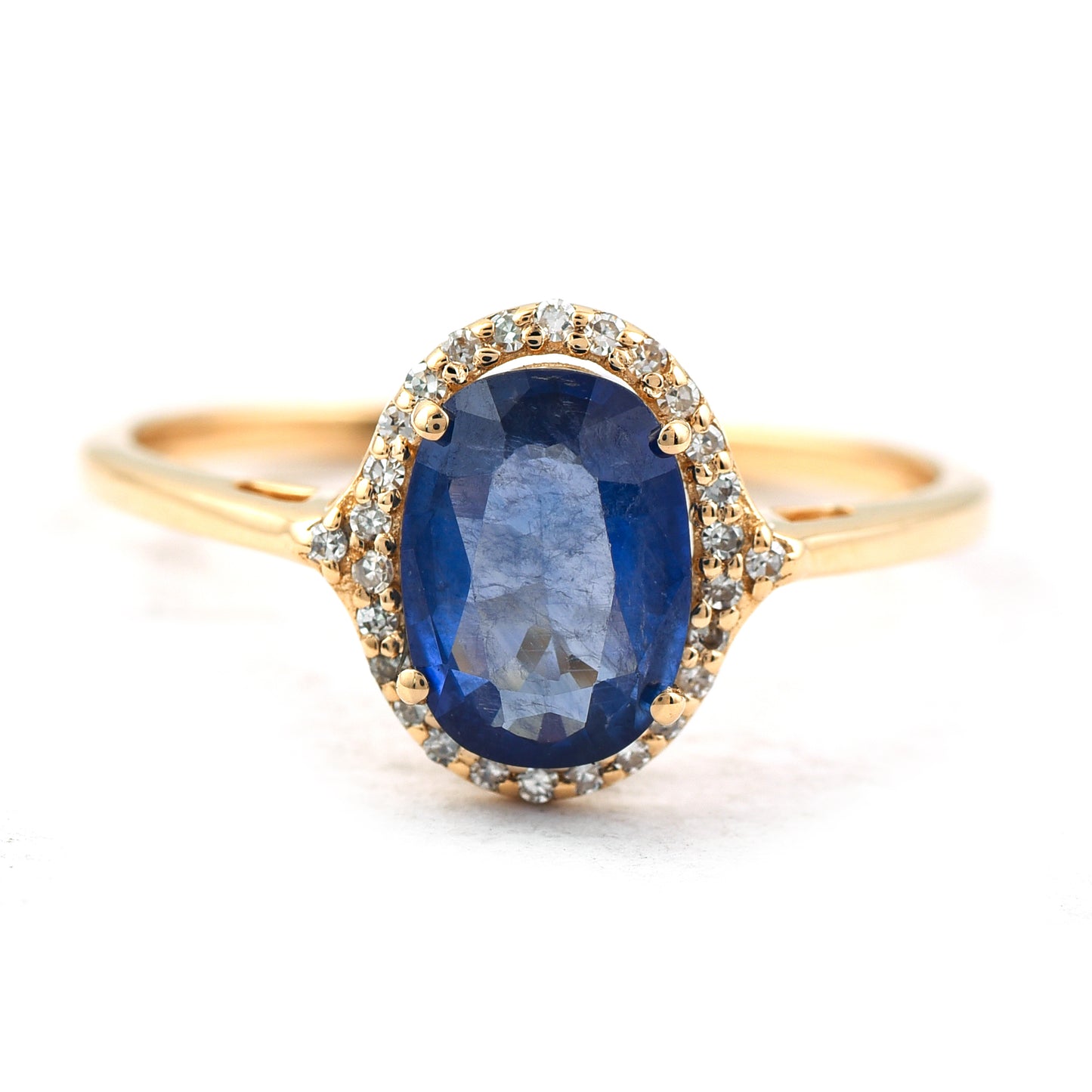 1.98 Ct Oval Mixed Cut Natural Sapphire 14K Gold Ring