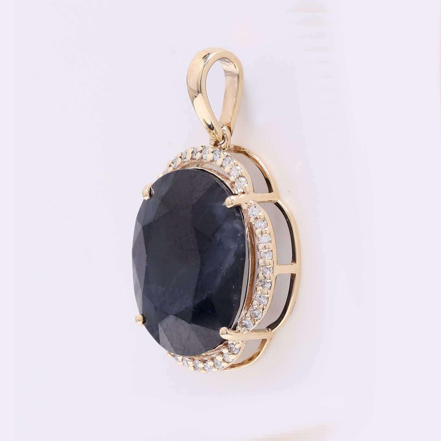 6.13 Ct Oval Mixed Cut Natural Sapphire 14K Gold Pendant