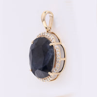 6.13 Ct Oval Mixed Cut Natural Sapphire 14K Gold Pendant