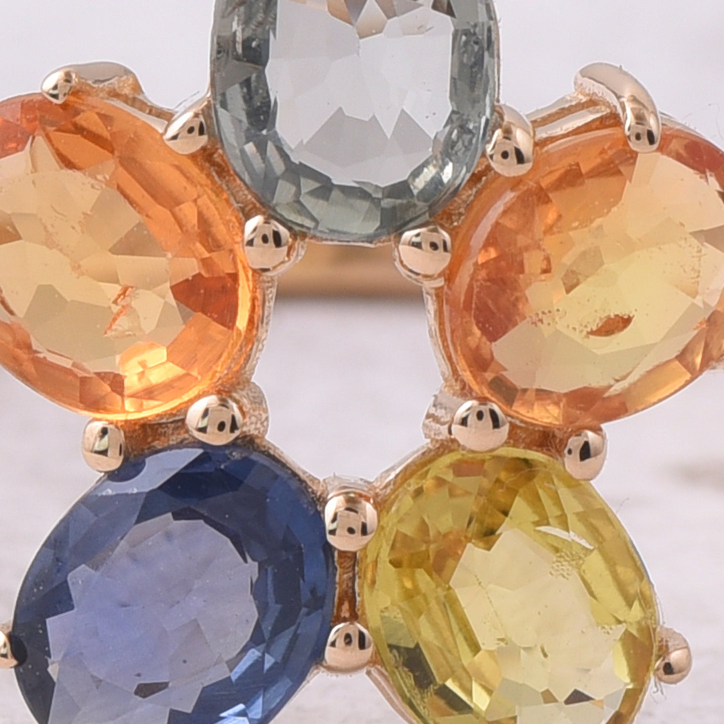 1.80 Ct Oval Natural Multi-Coloured Sapphire 14K Gold Ring
