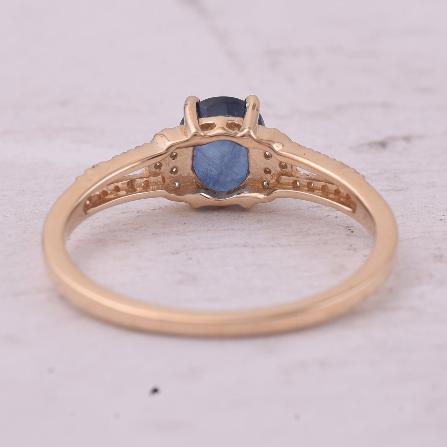 1.25 Ct Oval Mixed Cut Natural Sapphire 14K Gold Ring