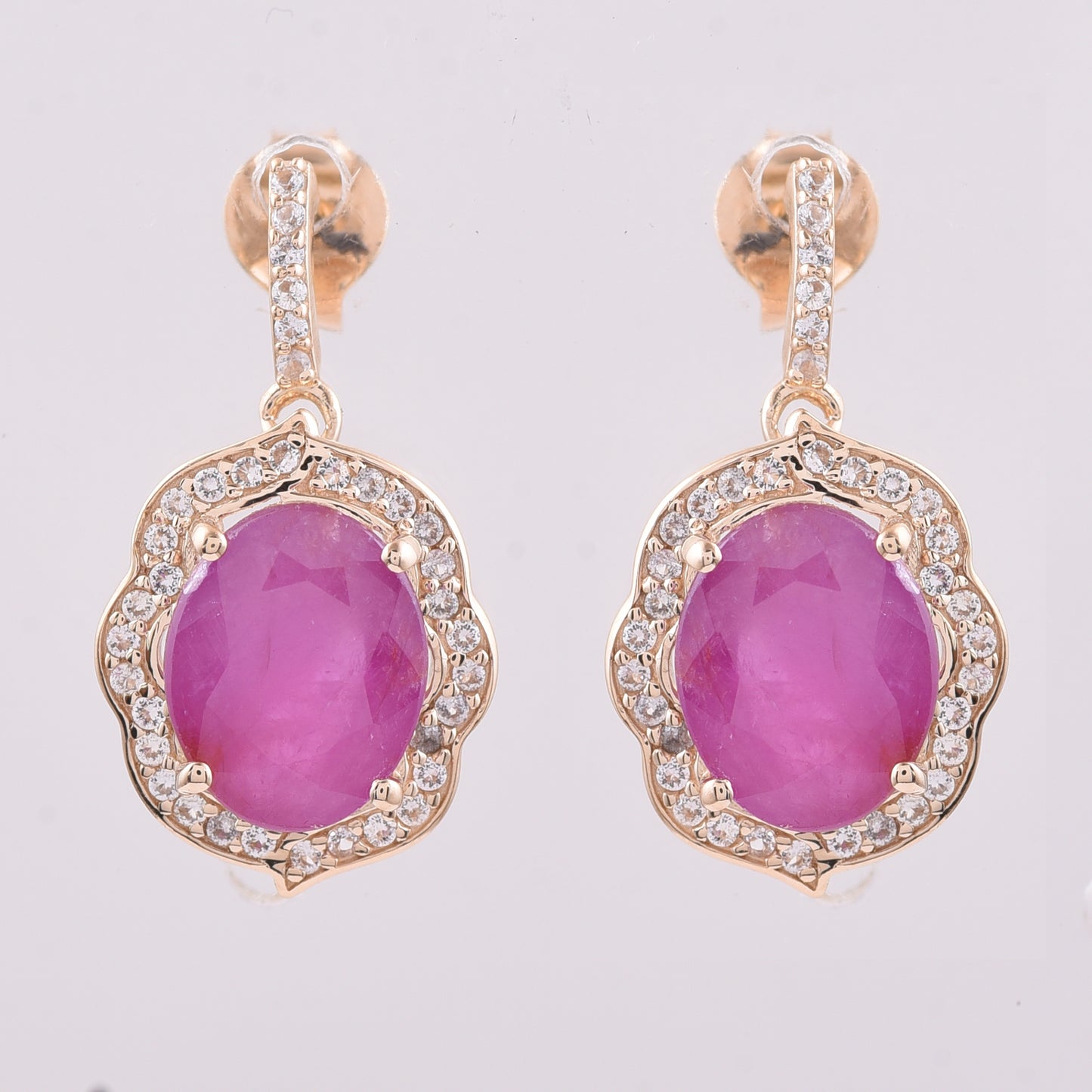 4.33 Ct Oval Ruby 9K Gold Earrings