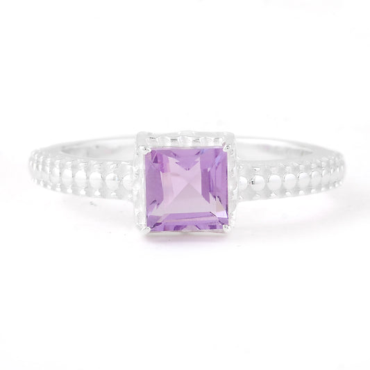 1.21 Ct Square Amethyst 925 Sterling Silver Ring