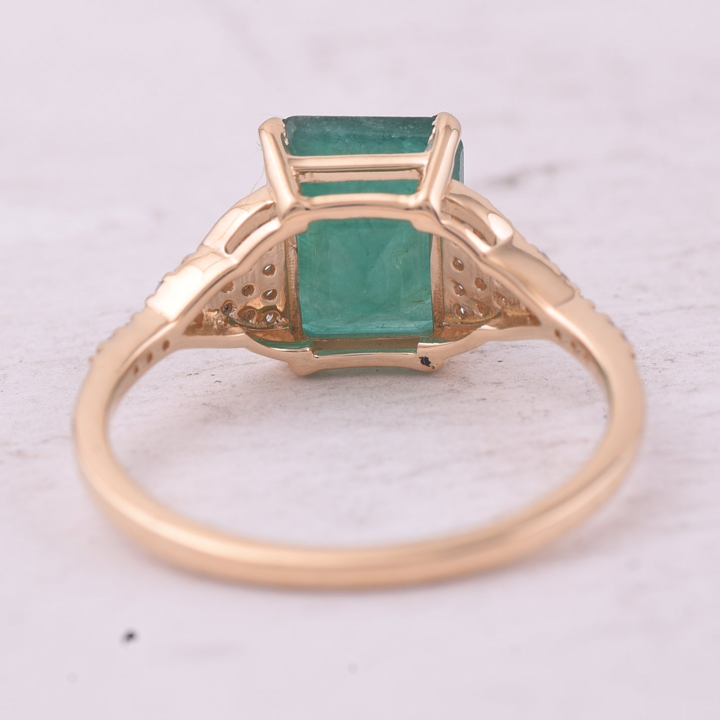 2.32 Ct Octagon Step Cut Natural Emerald 14K Gold Ring