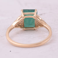 2.32 Ct Octagon Step Cut Natural Emerald 14K Gold Ring