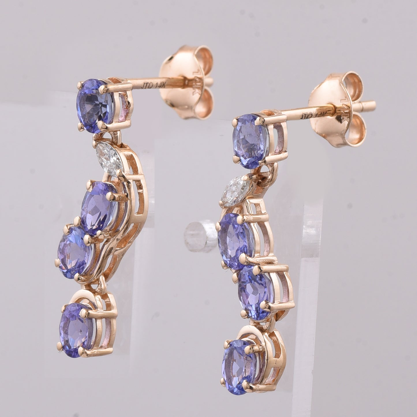 1.67 Ct Oval Natural Tanzanite 14K Gold Earrings