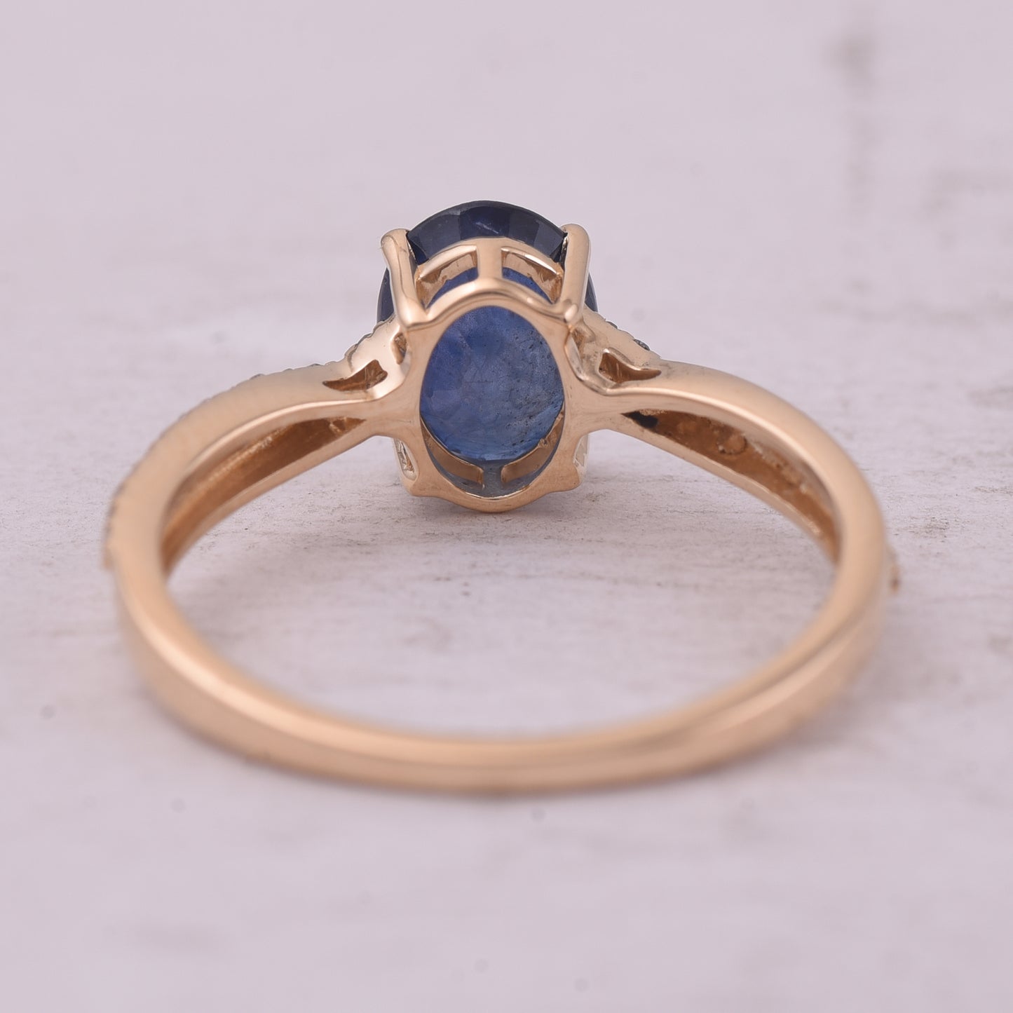 1.82 Ct Oval Mixed Cut Natural Sapphire 14K Gold Ring