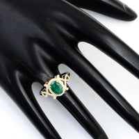1.34 Ct Oval Mixed Cut Natural Beryl Emerald 14K Gold Ring