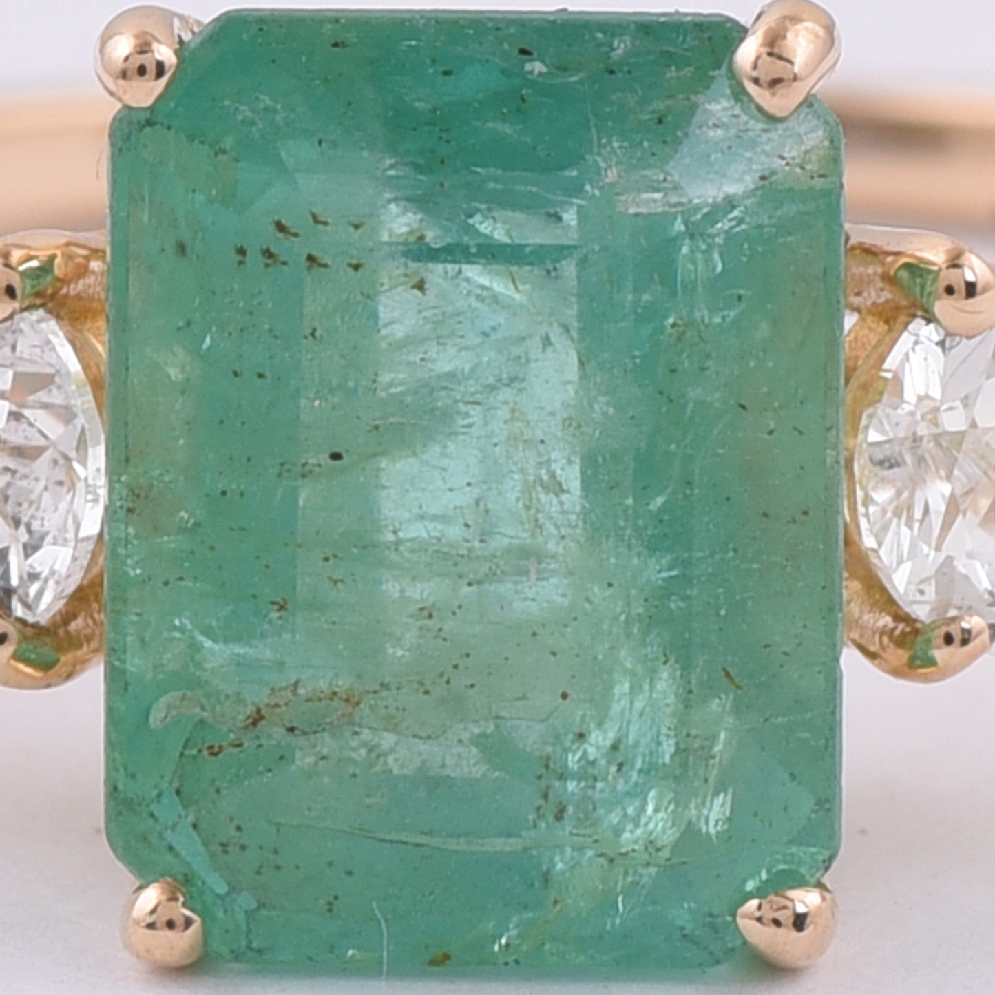 2.66 Ct Octagon Step Cut Natural Emerald 14K Gold Ring