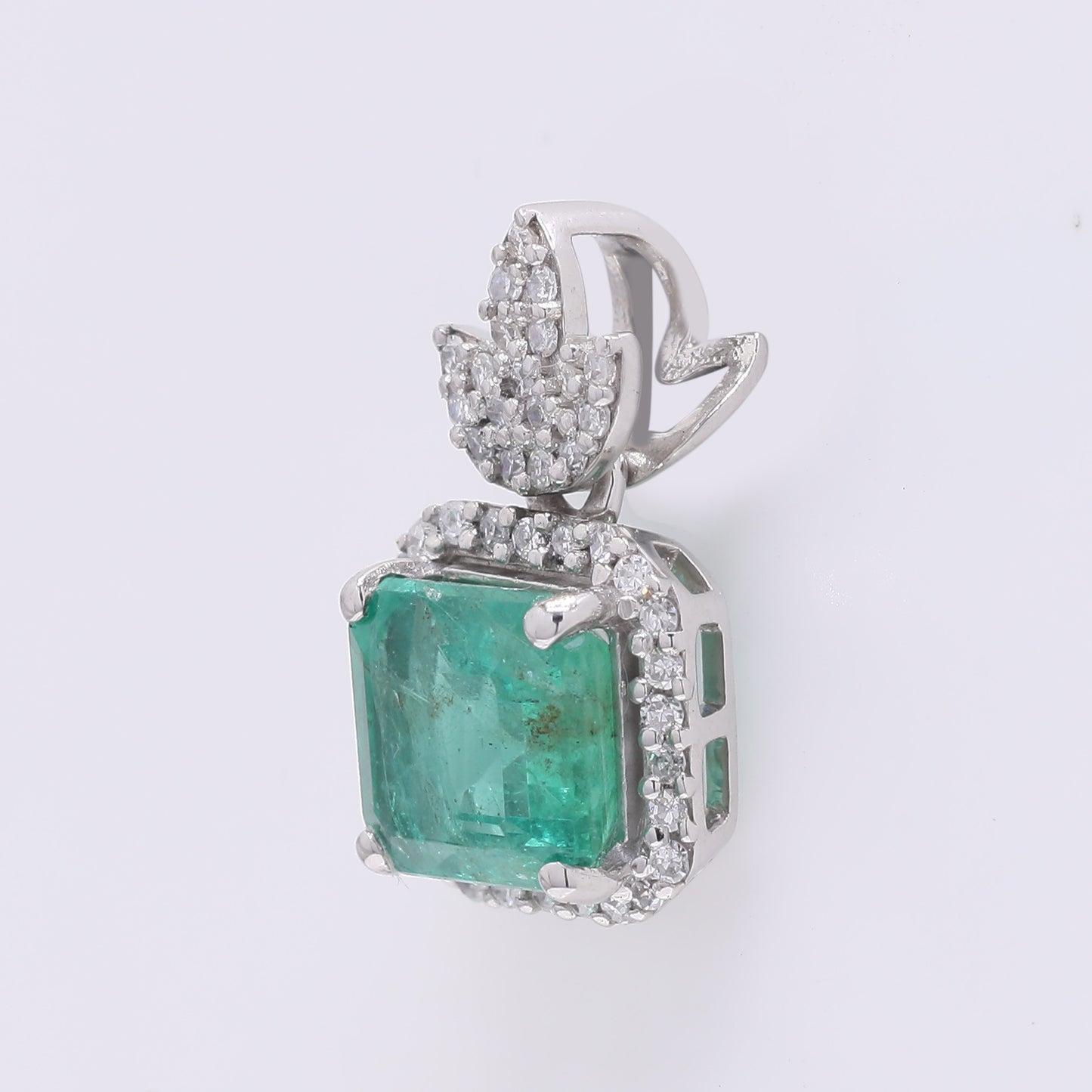 1.33 Ct Octagon Step Cut Natural Emerald 950 Platinum Pendant