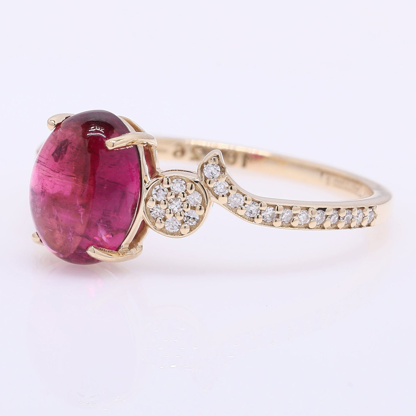 2.00 Ct Oval Cabochon Cut Natural Tourmaline 14K Gold Ring