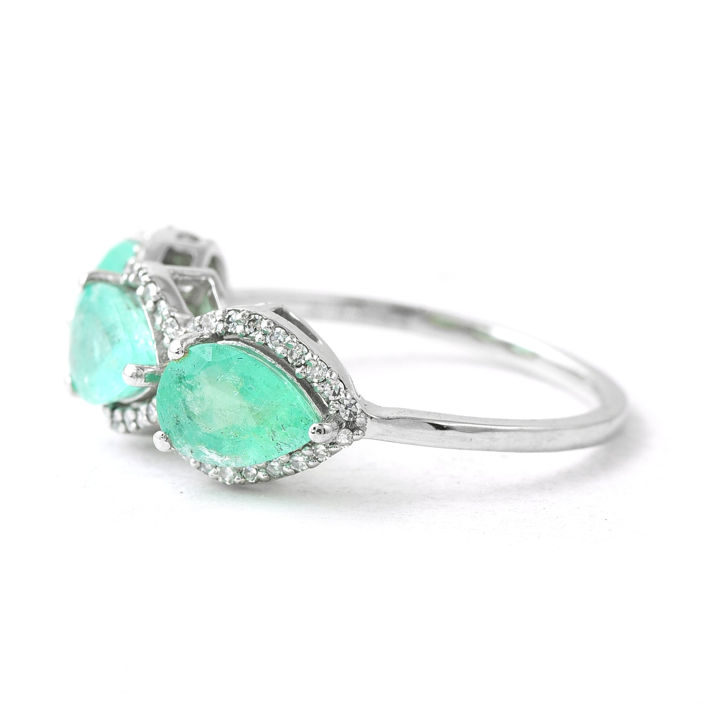 2.81 Ct Pear Emerald 950 Platinum Ring