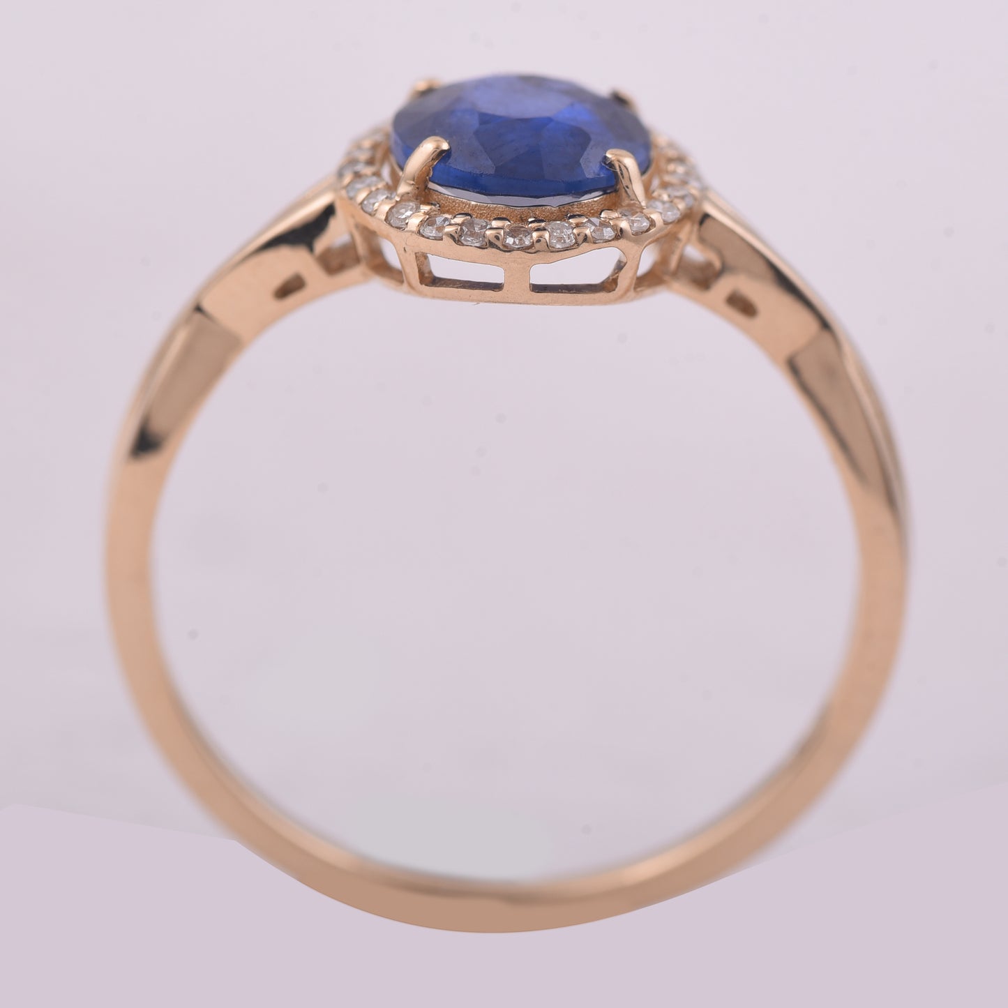 1.28 Ct Oval Mixed Cut Natural Sapphire 14K Gold Ring