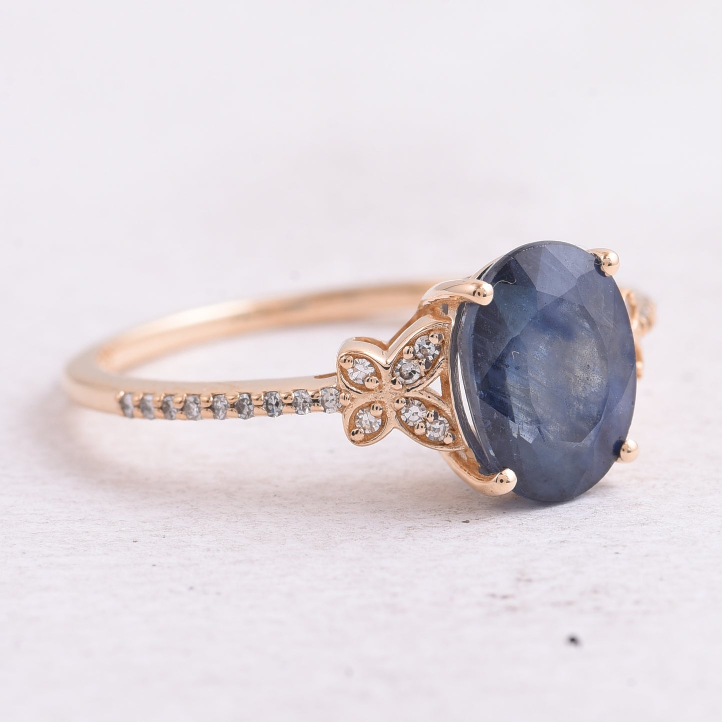 2.69 Ct Oval Mixed Cut Natural Sapphire 14K Gold Ring