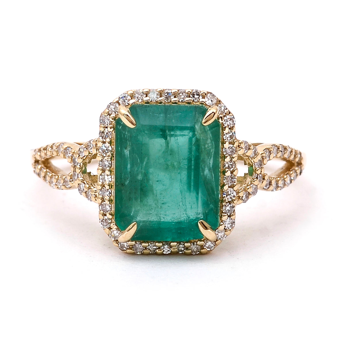 2.91 Ct Octagon Natural Emerald 14K Gold Ring