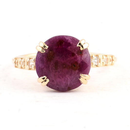 4.52 Ct Round Ruby 14K Gold Ring