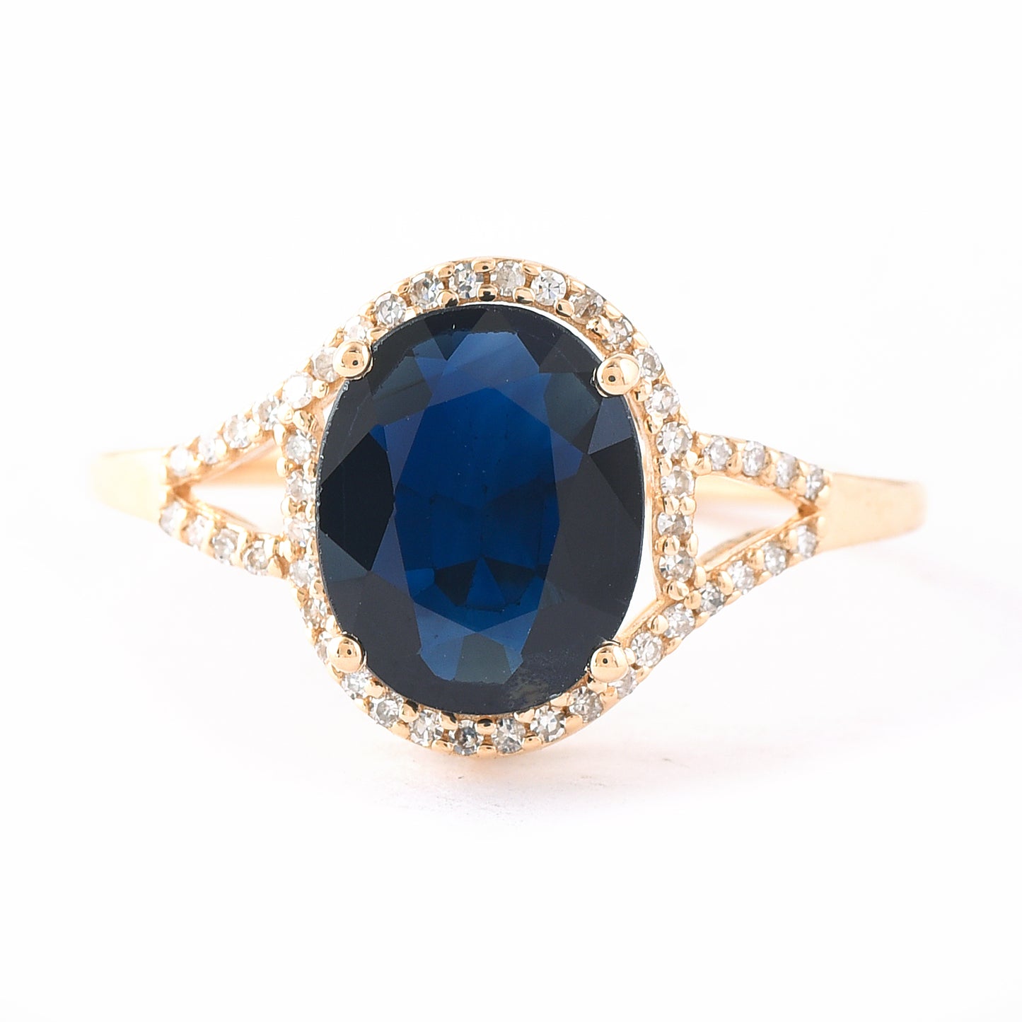 2.79 Ct Oval Mixed Cut Natural Sapphire 14K Gold Ring