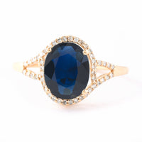 2.79 Ct Oval Mixed Cut Natural Sapphire 14K Gold Ring