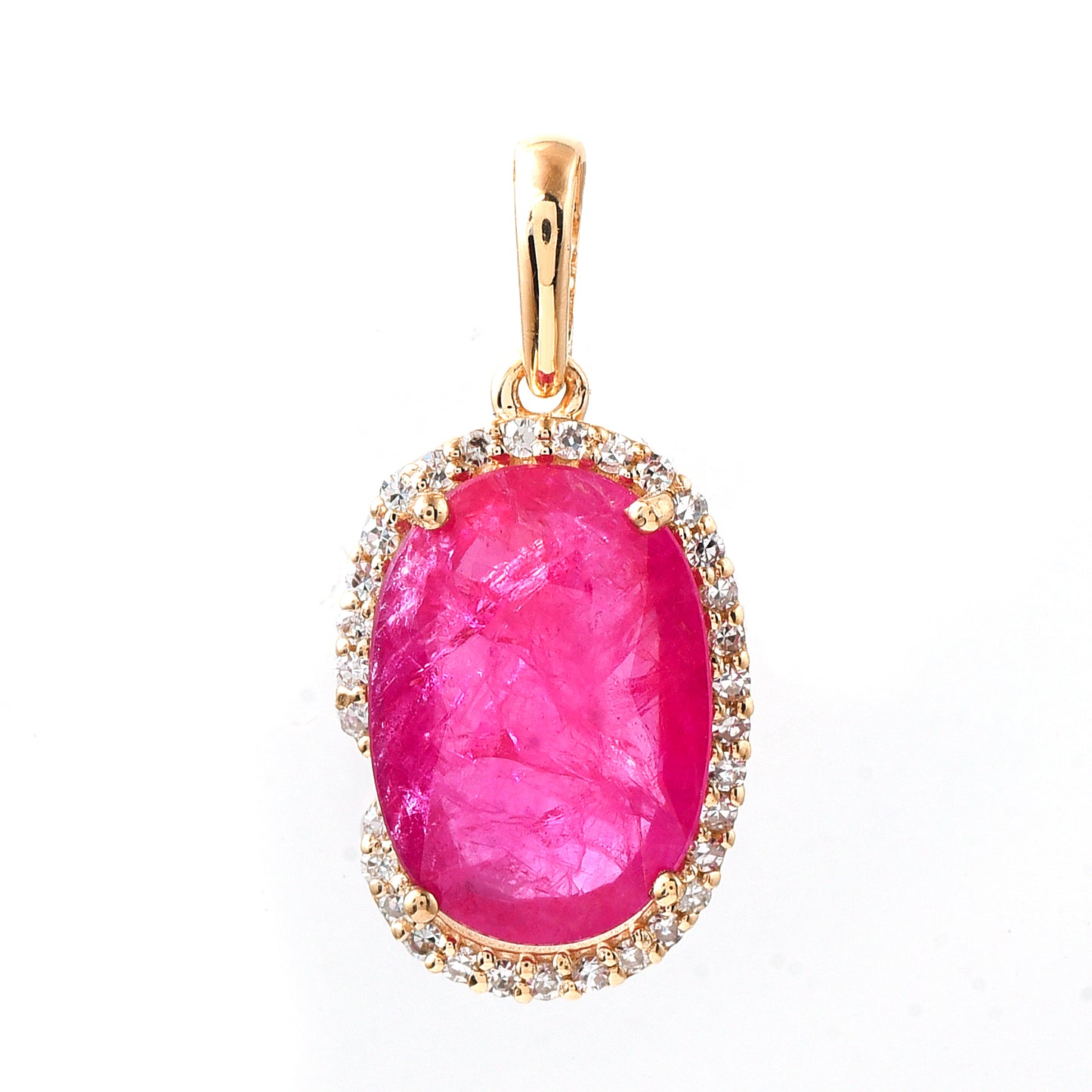 2.79 Ct Oval Mixed Cut Natural Ruby 14K Gold Pendant