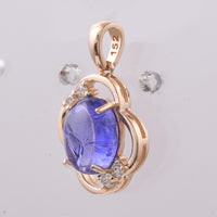 2.72 Ct Oval Cabochon Cut Natural Tanzanite 14K Gold Pendant