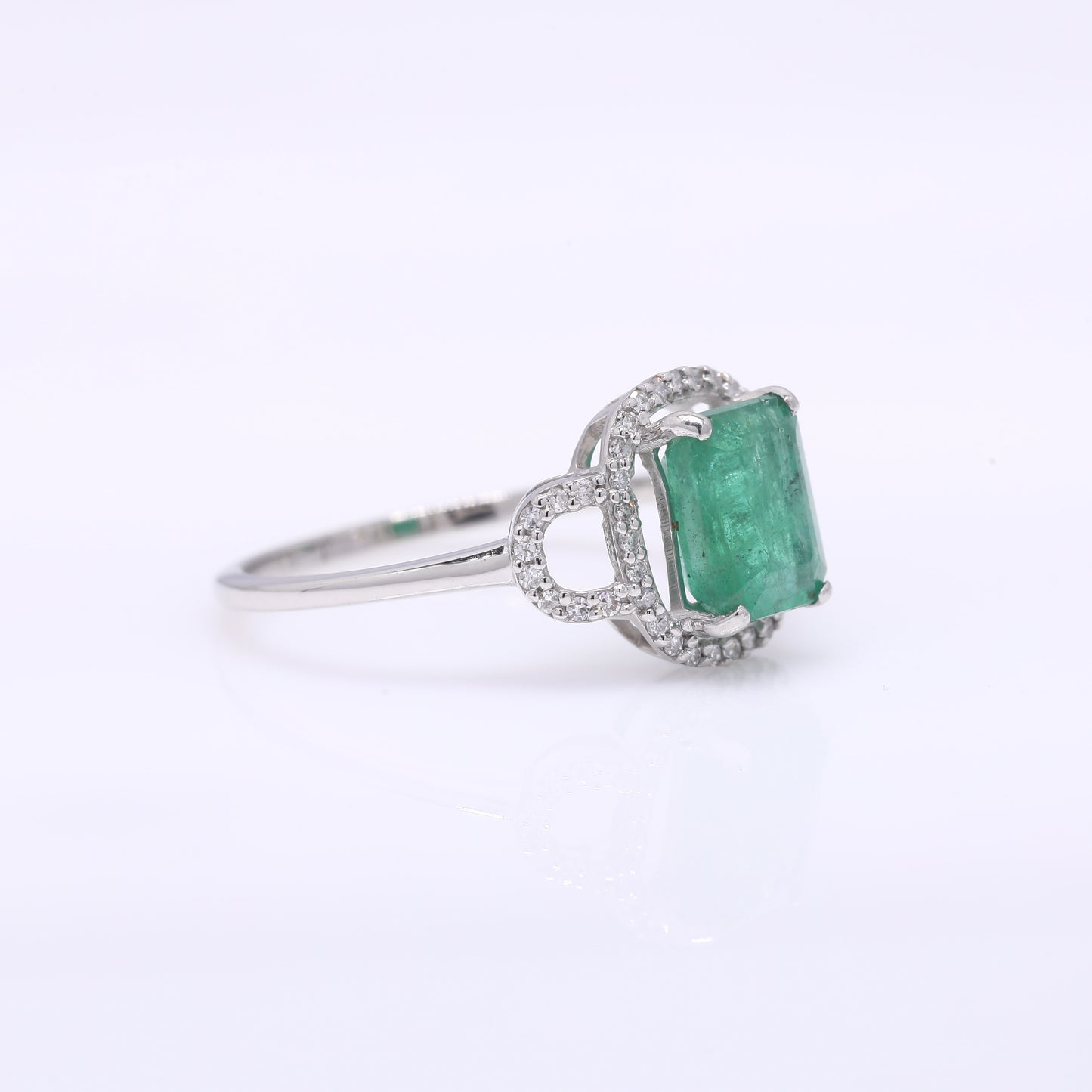 1.81 Ct Octagon Step Cut Natural Emerald 950 Platinum Ring