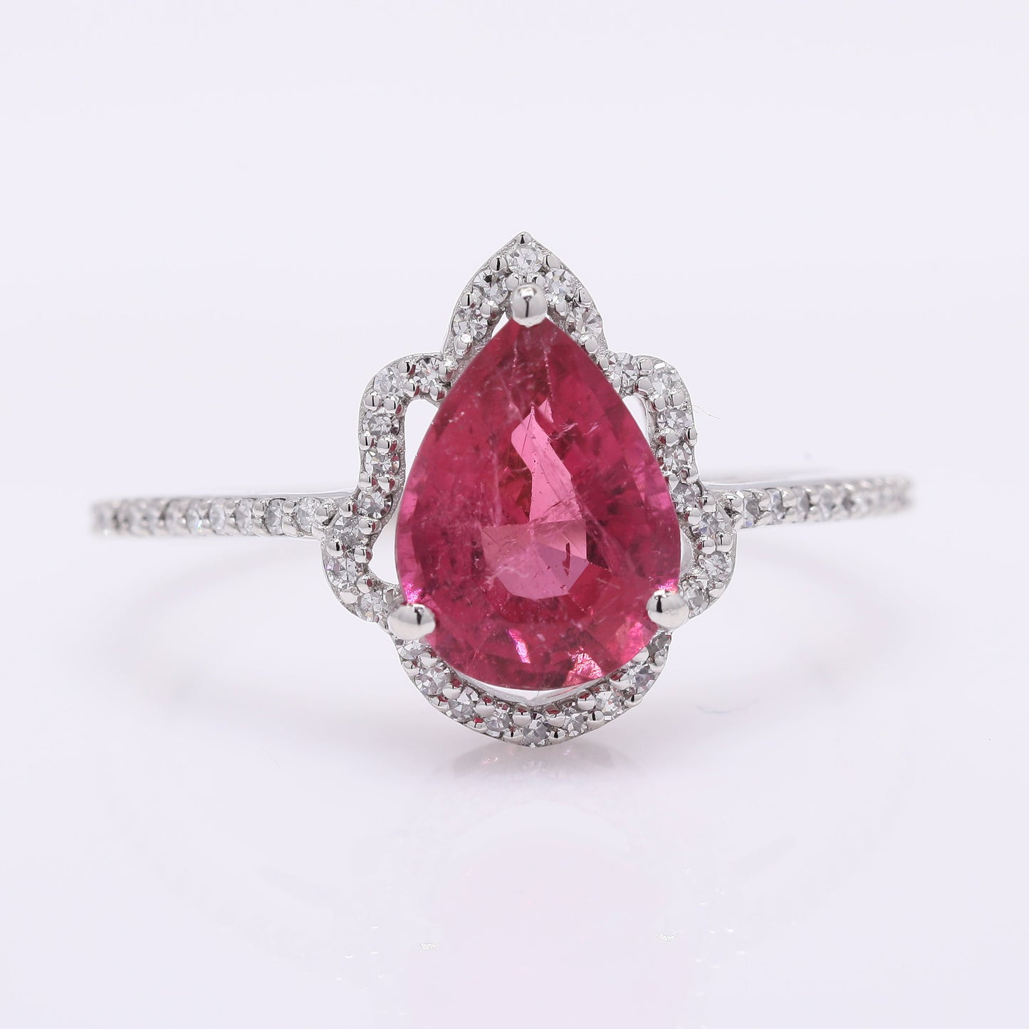 2.03 Ct Pear Mixed Cut Natural Rubellite 950 Platinum Ring