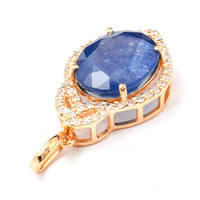 3.51 Ct Oval Mixed Cut Natural Sapphire 14K Gold Pendant