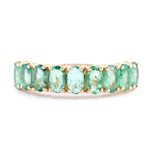 1.69 Ct Oval Mixed Cut Natural Beryl Emerald 14K Gold Ring
