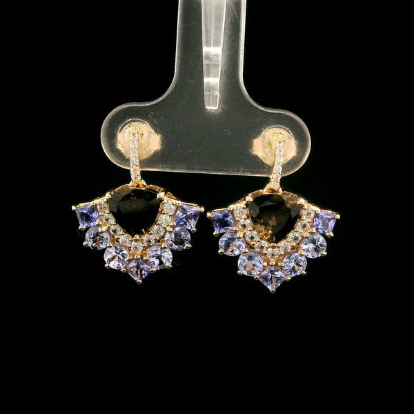 3.12 Ct Trillion Tourmaline 14K Gold Earrings