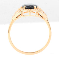 2.21 Ct Oval Mixed Cut Natural Sapphire 14K Gold Ring