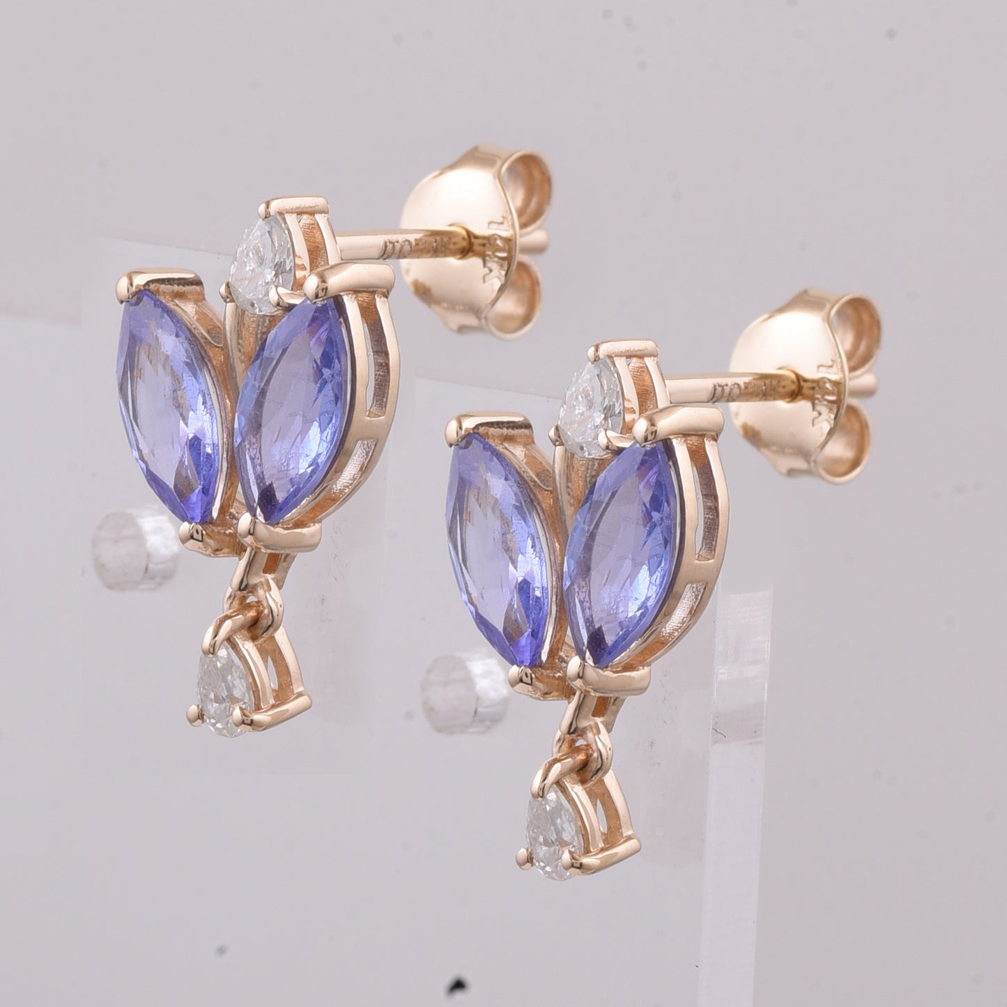 1.59 Ct Marquise Natural Tanzanite 14K Gold Earrings