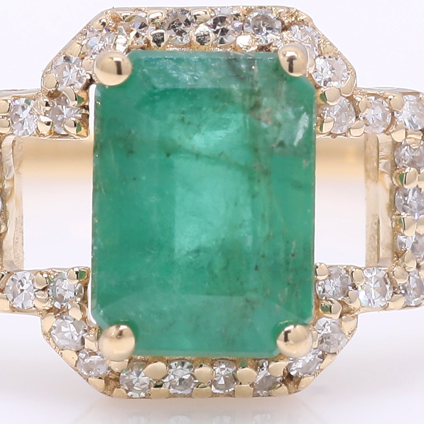 1.22 Ct Octagon Step Cut Natural Emerald 14K Gold Ring