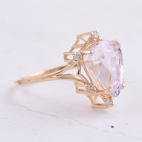 4.89 Ct Pear Natural Kunzite 14K Gold Ring