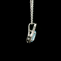 1.61 Ct Oval Blue Topaz, White Zircon 925 Sterling Silver Pendant