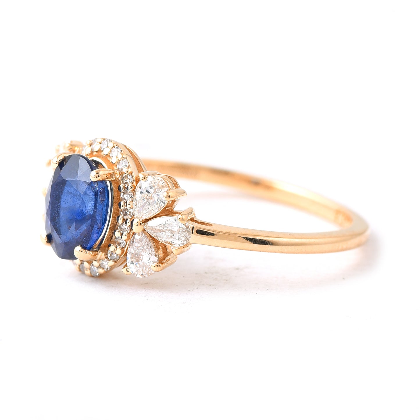1.90 Ct Oval Mixed Cut Natural Sapphire 14K Gold Ring