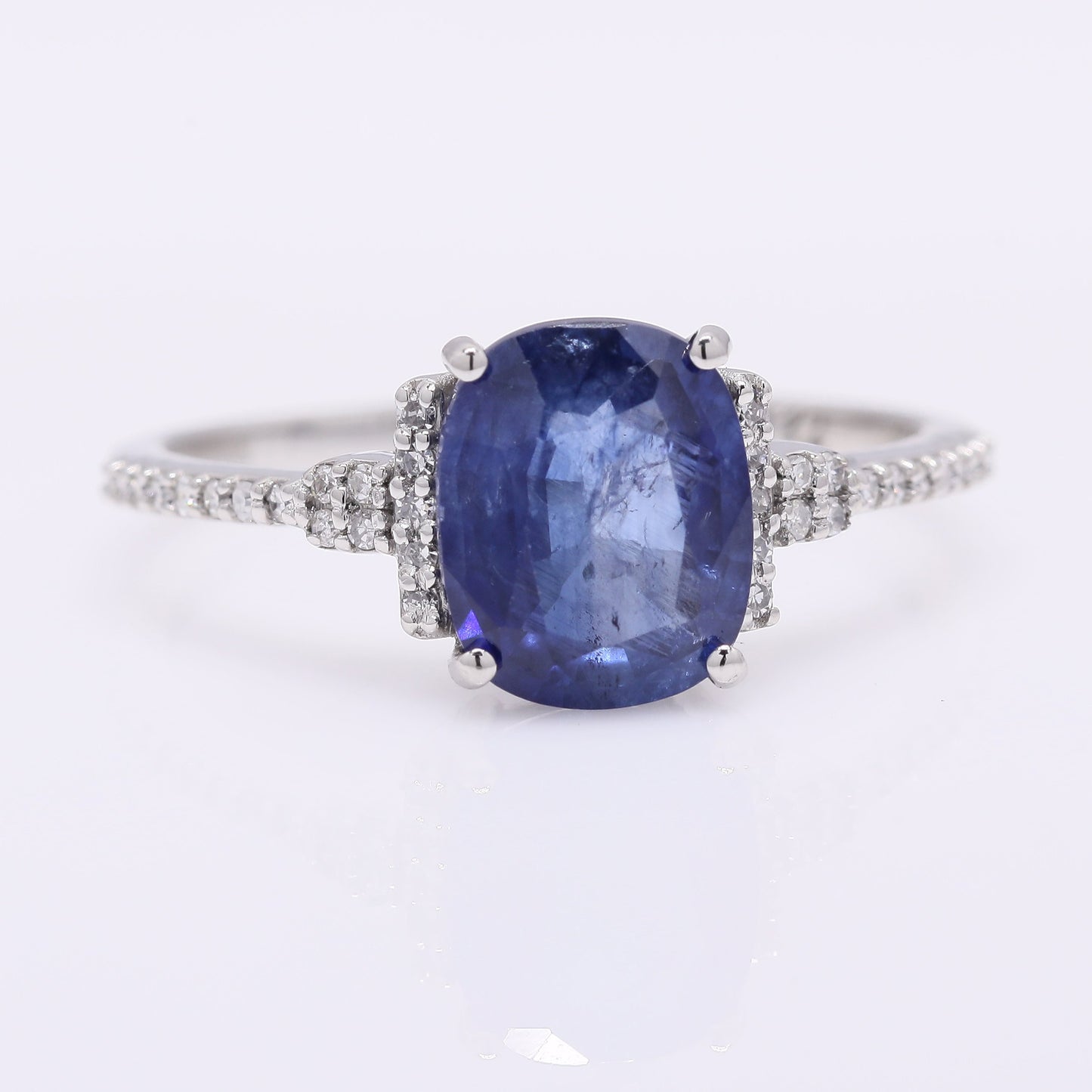 2.39 Ct Cushion Mixed Cut Natural Sapphire 950 Platinum Ring