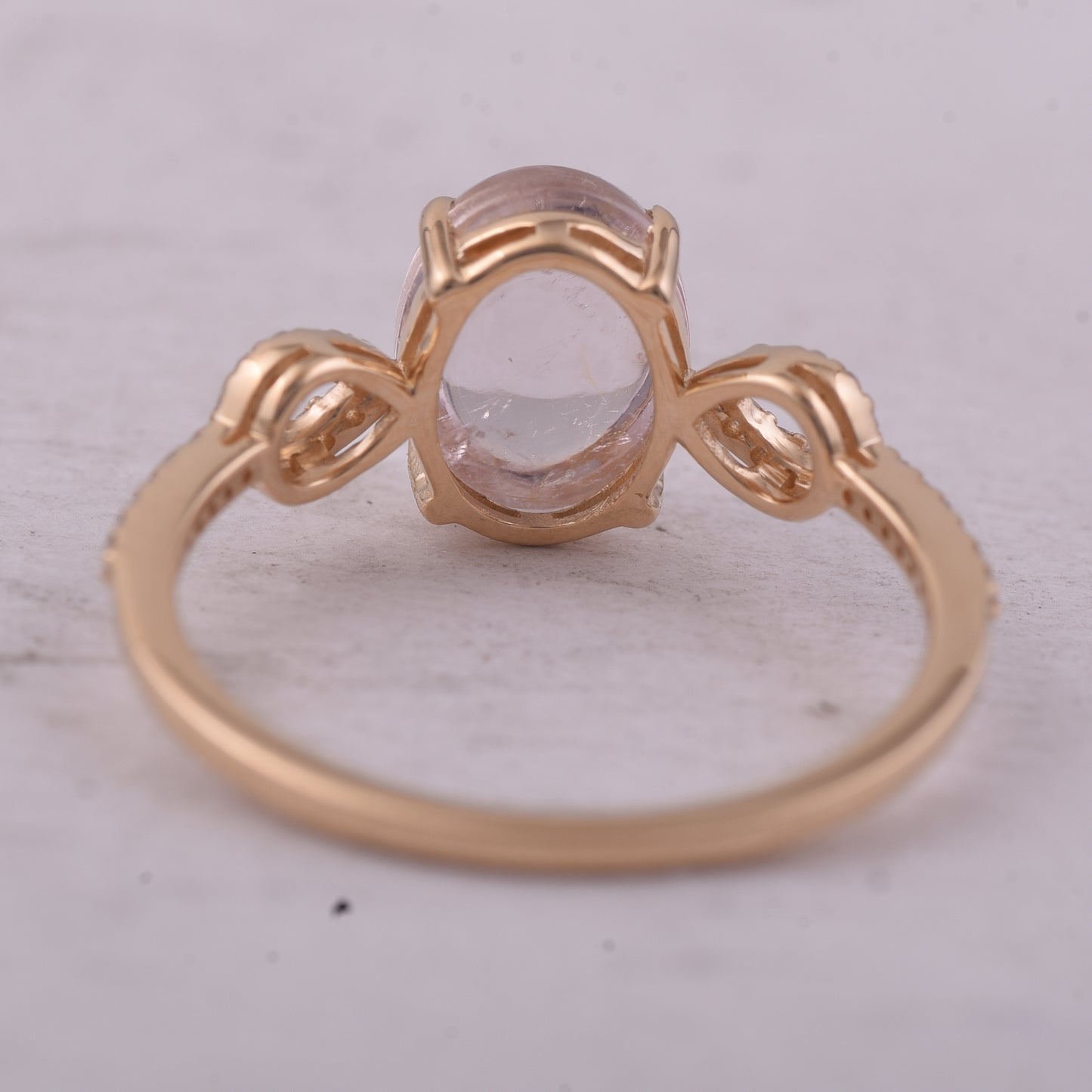 2.50 Ct Oval Cabochon Cut Natural Pink Tourmaline 14K Gold Ring