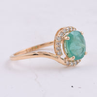 1.83 Ct Oval Natural Emerald 14K Gold Ring