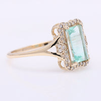 1.27 Ct Rectangle Step Cut Natural Emerald 14K Gold Ring