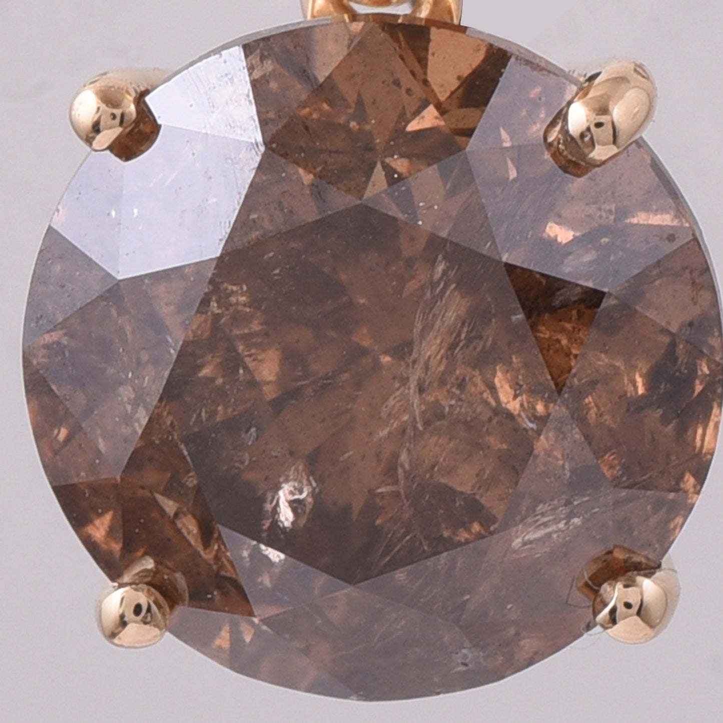 3.25 Ct Round Dark Brown Diamond 14K Gold Pendant