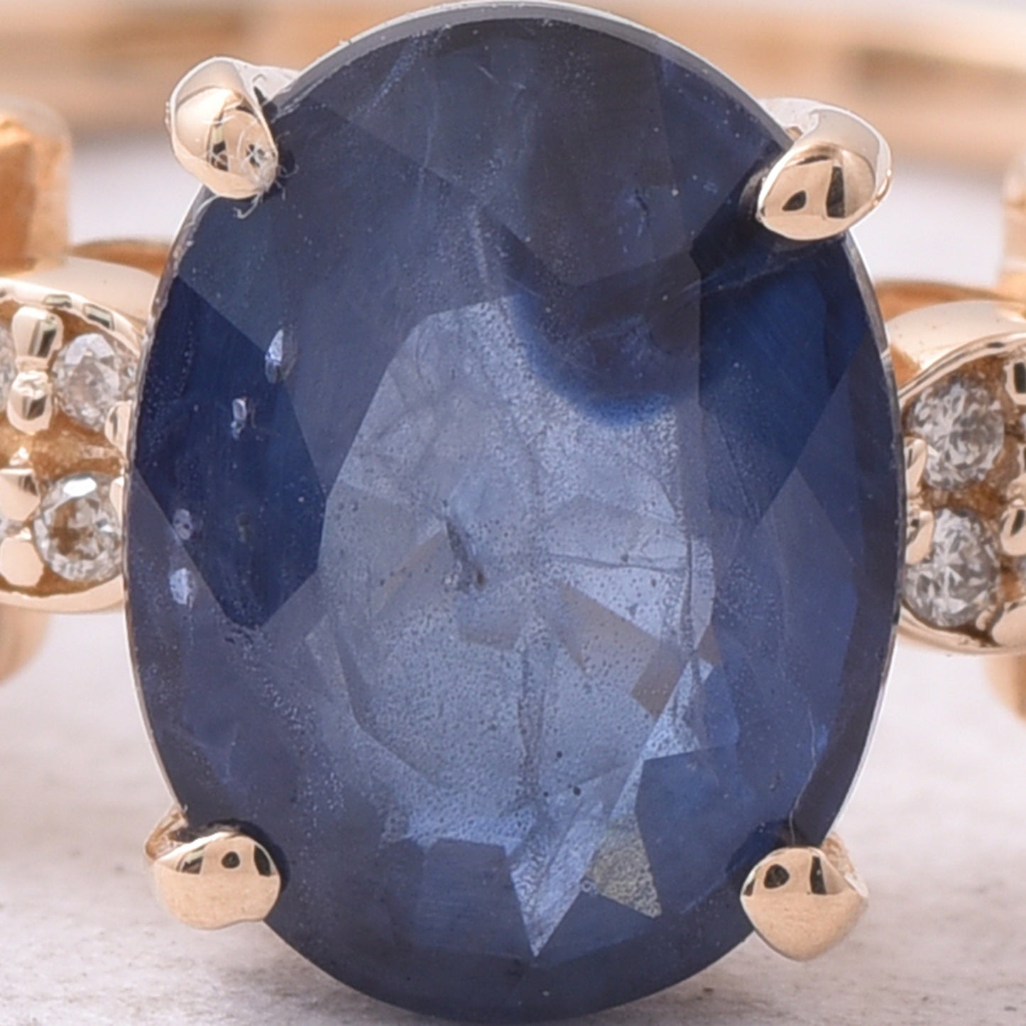 2.04 Ct Oval Mixed Cut Natural Sapphire 14K Gold Ring