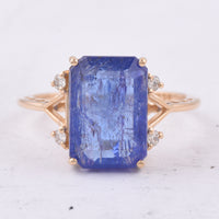5.60 Ct Octagon Step Cut Natural Tanzanite 14K Gold Ring