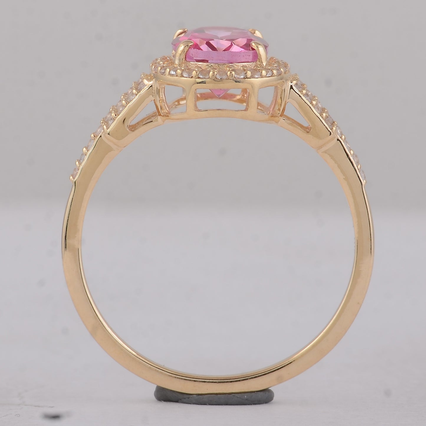 1.86 Ct Oval Pink Topaz 9K Gold Ring