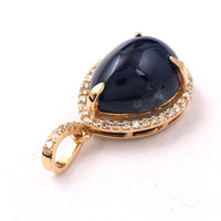 5.25 Ct Pear Cabochon Natural Sapphire 14K Gold Pendant