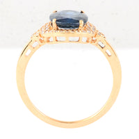 2.42 Ct Oval Mixed Cut Natural Sapphire 14K Gold Ring
