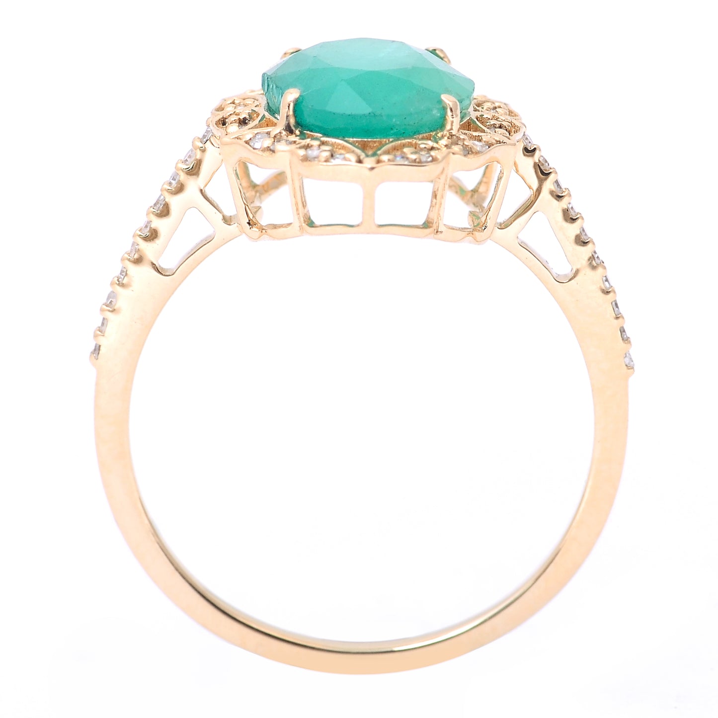2.38 Ct Oval Mixed Cut Natural Emerald 14K Gold Ring